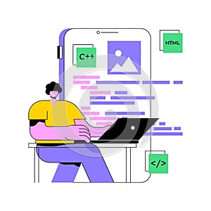 Mobile application development abstract concept vector illustration.