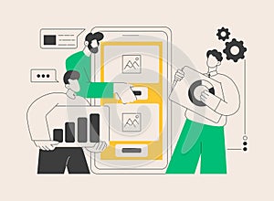 Mobile application development abstract concept vector illustration.