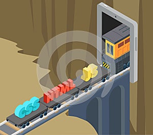 Mobile application development CSS HTML JS vector isometric 3d