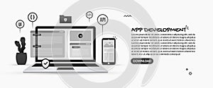 Mobile application development, illustrations of programming and software development