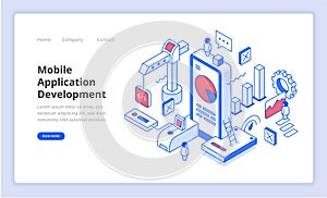 Mobile Application Development Isometry Illustration