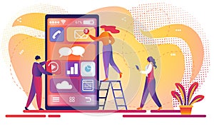 Mobile Application Development Process. Teamwork.