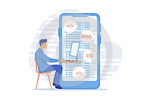 Mobile application development. Programming languages. CSS, HTML, IT, UI.