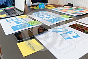 mobile application development team is studying and designing ux ui system to display and color in application on smartphone to