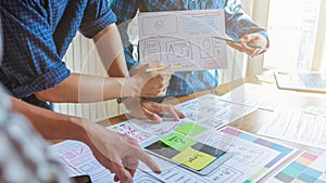 mobile application development team is studying and designing ux ui system to display and color in application on smartphone to