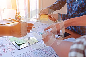 mobile application development team is studying and designing ux ui system to display and color in application on smartphone to