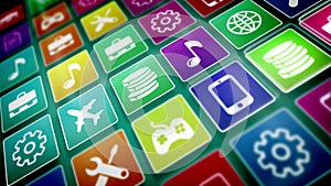 Mobile application icons presented askew