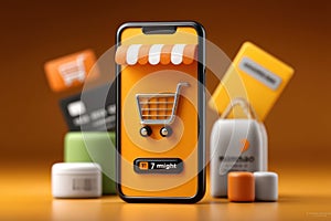 Mobile application interface for ecommerce featuring products and payment methods