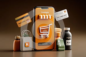 Mobile application interface for ecommerce featuring products and payment methods
