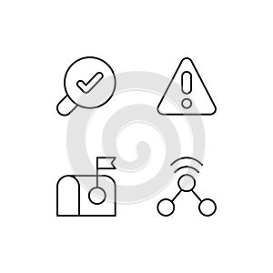 Mobile application interface pixel perfect linear icons set