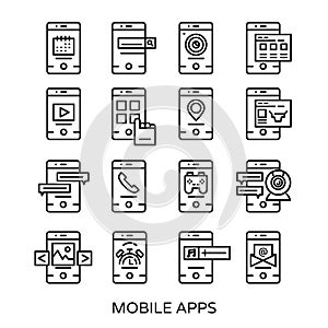 Mobile Application Line Icon Set