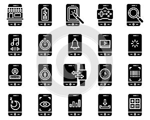 Mobile application vector icon set 3, solid stye