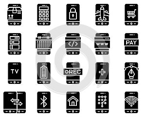 Mobile application vector icon set 4, solid stye