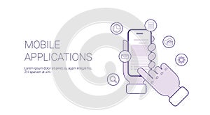 Mobile Applications Business Concept Template Web Banner With Copy Space