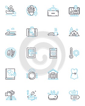 Mobile applications linear icons set. Interface, Efficiency, Compatibility, Integration, Security, Responsiveness