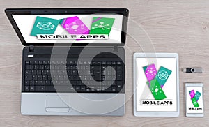 Mobile apps concept on different devices