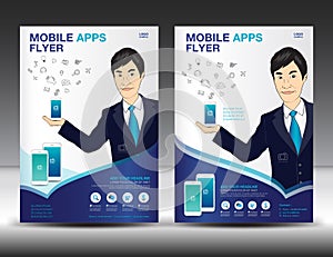 Mobile Apps Flyer template. Business brochure flyer design