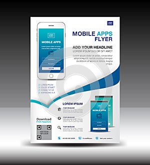 Mobile Apps Flyer template. Business brochure flyer design