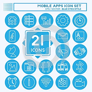 Mobile Apps Icon Set. suitable for Web Interface symbol. blue eyes style. simple design editable. design template vector. simple