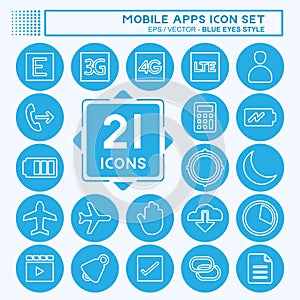 Mobile Apps Icon Set. suitable for Web Interface symbol. blue eyes style. simple design editable. design template vector. simple