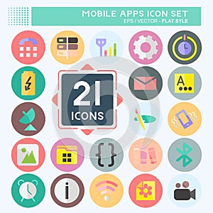 Mobile Apps Icon Set. suitable for Web Interface symbol. flat style. simple design editable. design template vector. simple symbol