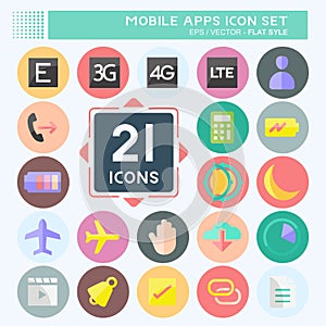 Mobile Apps Icon Set. suitable for Web Interface symbol. flat style. simple design editable. design template vector. simple symbol