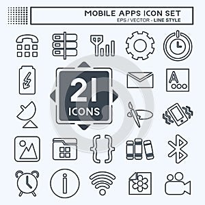 Mobile Apps Icon Set. suitable for Web Interface symbol. line style. simple design editable. design template vector. simple symbol