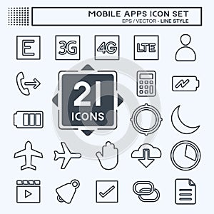 Mobile Apps Icon Set. suitable for Web Interface symbol. line style. simple design editable. design template vector. simple symbol