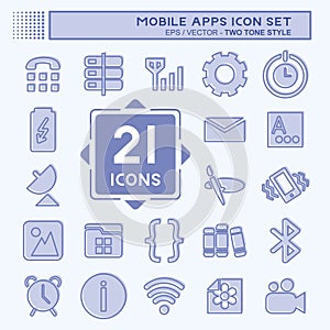 Mobile Apps Icon Set. suitable for Web Interface symbol. two tone style. simple design editable. design template vector. simple