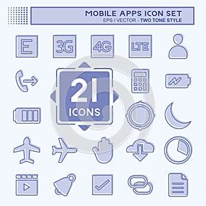 Mobile Apps Icon Set. suitable for Web Interface symbol. two tone style. simple design editable. design template vector. simple