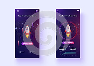 Mobile Apps Internet Speed Test UX/UI Design Vector