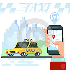 Mobile auto application. Transport service, position pin on map.