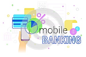 Mobile banking and accounting on smartphone creative concept illustration