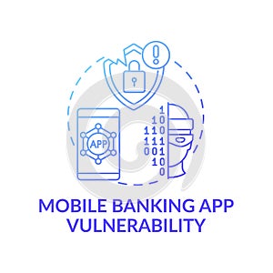 Mobile banking app vulnerability concept icon