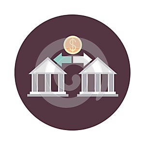 Mobile banking, banks financial transfer money business block style icon