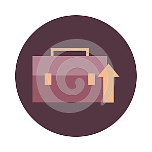Mobile banking, business suitcase profit arrow block style icon