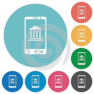 Mobile banking flat round icons