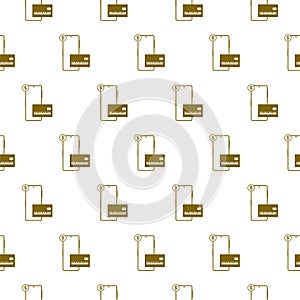 Mobile banking icon isolated seamless pattern on white background