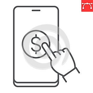 Mobile banking line icon