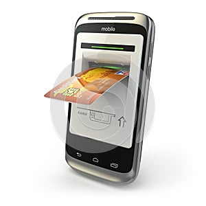 Mobile banking. Mobile phone as atm and credit card.