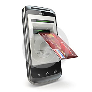Mobile banking. Mobile phone as atm and credit card.