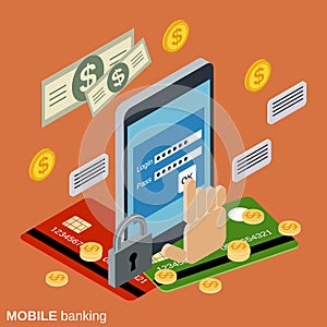 Mobile banking, online payment, money transaction vector concept