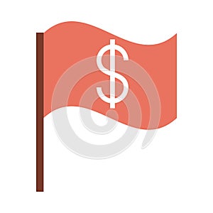 Mobile banking, red flag money flat style icon