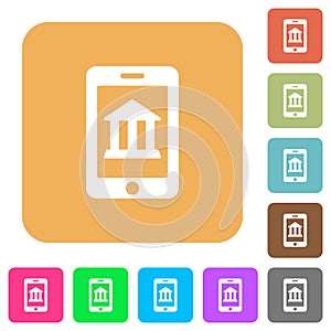 Mobile banking rounded square flat icons