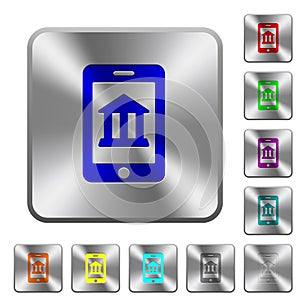 Mobile banking rounded square steel buttons