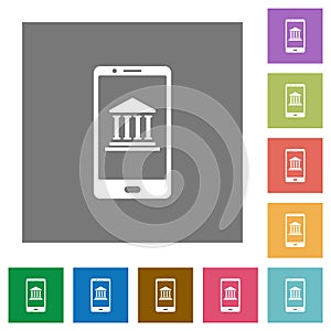 Mobile banking square flat icons