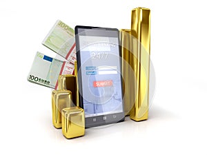Mobile banking tracking Euro exchange rates