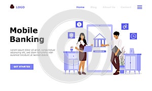 Mobile Banking Vector Illustration Concept , Suitable for web landing page, ui,  mobile app, editorial design, flyer, banner, and