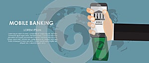 Mobile Banking Vector illustration. Flat computing