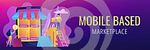 Mobile based marketplace concept banner header.